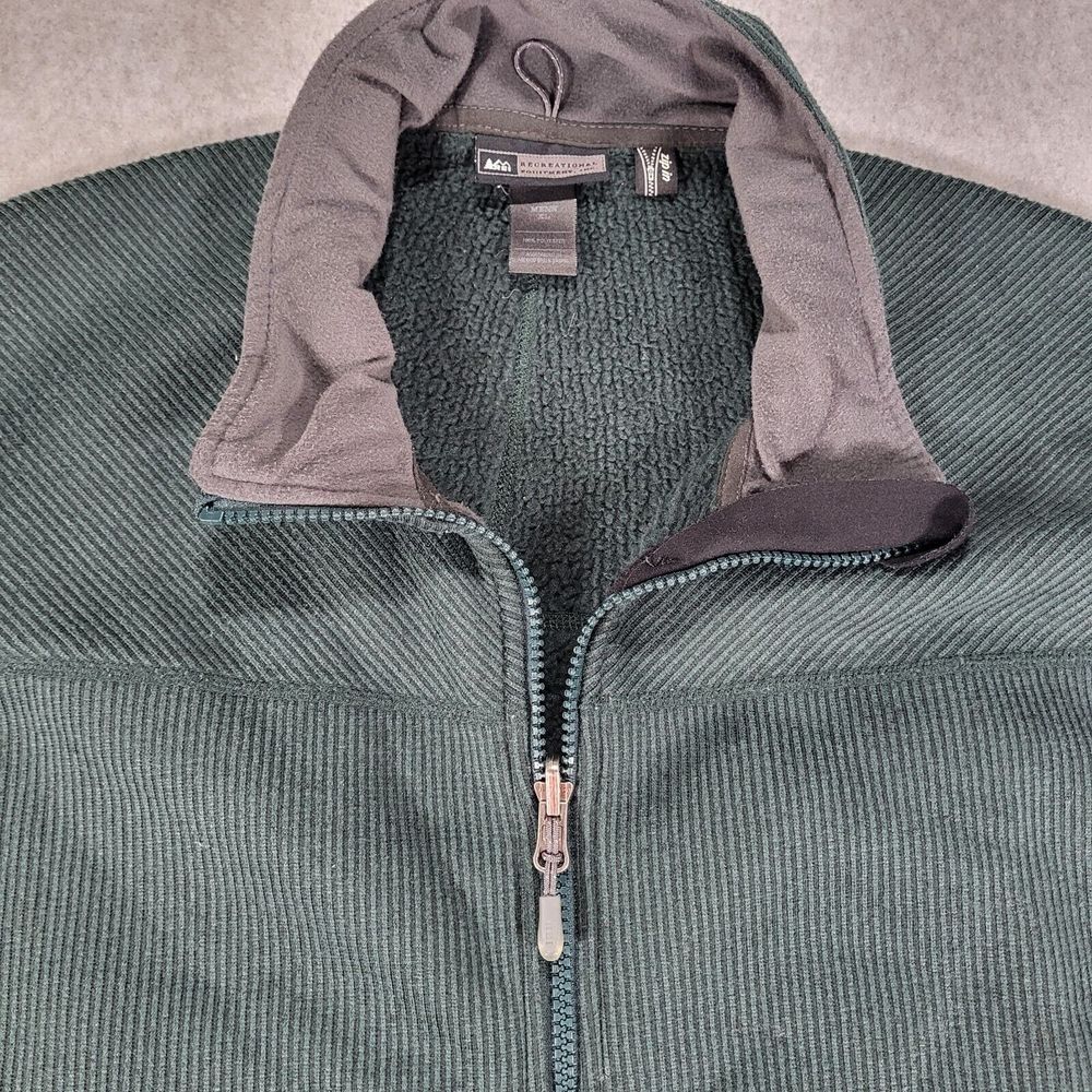 REI Polartec Full Zip Fleece Vest Mens XL Green Zipper Pockets